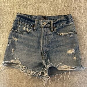 Abercrombie & Fitch Light Wash Distressed Denim Shorts